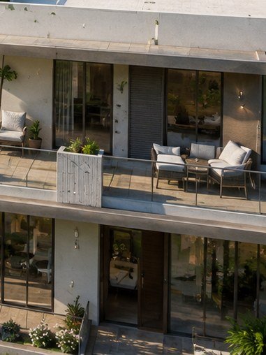 Villa terrace and balcony detail, Greencity Goa